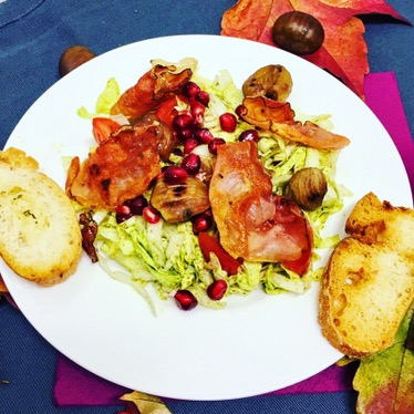 Herbstchicorée mit gebratenen Maroni und&nbsp;Granatapfel